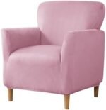 MIFXIN Banquet Armchair Slipcovers Chair Cover Velvet Stretch Armchair Sofa Cover 1 Piece Spandex Elastic Furniture Protector Couch Slipcover for 1-Seater Sofa with Arms (Pink) : Home & Kitchen