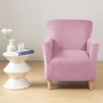 MIFXIN Banquet Armchair Slipcovers Chair Cover Velvet Stretch Armchair Sofa Cover 1 Piece Spandex Elastic Furniture Protector Couch Slipcover for 1-Seater Sofa with Arms (Pink) : Home & Kitchen - Image 3