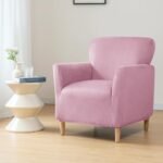MIFXIN Banquet Armchair Slipcovers Chair Cover Velvet Stretch Armchair Sofa Cover 1 Piece Spandex Elastic Furniture Protector Couch Slipcover for 1-Seater Sofa with Arms (Pink) : Home & Kitchen - Image 2