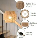 Chi An Home 11.8" Boho Jute Plug in Pendant Light, Handwoven Natural Hanging Lamp Plug in with Dimmable Light Switch, Wicker Hanging Light Fixture for Bedroom Living Room Kitchen (No Bulb Included) - - Image 6