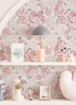 Safiyya Pink Floral Wallpaper Peel and Stick Removable Self Adhesive Wall Paper for Bedroom Bathroom Flowers Contact Paper for Cabinets Walls Vinyl Rolls 78.7''x 17.3" - - Image 2