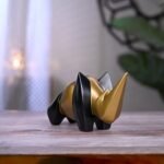 Artarium Abstract Art Rhino Figurine Black & Gold Resin Sculpture for Home, Office Gifts for Women Birthday Unique Gifts for Women Car Dashboard Decor Modern Animal Showpiece Size - 4.52 Inch : Home & Kitchen