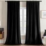 Joydeco Black Velvet Curtains 90 inch Length 2 Panels, Luxury Blackout Rod Pocket Thermal Insulated Window Curtains, Super Soft Room Darkening Drapes for Living Dining Room Bedroom,W52 x L90 inches : Home & Kitchen