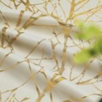 FMFUNCTEX 100% Blackout Curtains Ivory Gold Tree for Living Room, Curtains 84 Inches Long Foil Branch Patterned Panels for Bedroom, Thermal Insulated Drapes Home Office Grommet Top 2 Panels : Home & Kitchen - Image 8