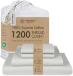 Threadmill Luxury Supima Cotton Sheets, 1200 Thread Count Soft 100% Cotton Sheets for King Size Bed, 4 Pc Light Grey King Bed Sheets Set, 5-Star Hotel Quality with Elasticized Deep Pocket King Sheet : Home & Kitchen