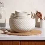 KooK Ceramic Mixing Bowls, Nesting Set of 4, Embossed Kitchen Dishware, Prep, Serving, Gift, Microwave and Dishwasher Safe, 20/44/98/145 oz, Narbonne Collection (Ivory): Home & Kitchen - Image 2