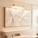 Artists' Handicraft, Large 3D Fabric Hand Painted Framed Abstract Wall Art, Minimalist Modern Luxury Artwork, Boho Modern Long Beige Wall Decor, Neutral Paintings for Living Room Bedroom Hallway Office, Horizontal, 54x27 In: Posters & Prints