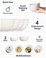 | LE TAUCI Cereal bowls 26 oz, Ceramic Soup Bowl for Kitchen, Embossment Stoneware Bowl for Pho, Chip, Fruits, Salad, Noodle, Ramen, Suit For Housewarming - 6 Inch, Set of 4, Arctic white Soup Bowls - Image 4