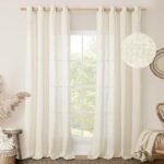 LAMIT Natural Ivory Linen Semi Sheer Curtains 84 inch Length, Cream Light Filtering Soft Thick Neutral Living Room Drapes with Bronze Grommet for Bedroom/Farmhouse, 2 Panels, 52 x 84 Inch : Home & Kitchen - Image 2