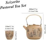 | Scizorito Landscape Tea Set, Ceramics Teapot with Handle, Practical for Home or Office, 6 Large Cups with Gift Box, Suitable for Father's Day, Birthday, Graduation Season Tea Sets - Image 2