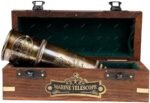 1920 Dollond London Brass Maritime Telescope – 15” Vintage Nautical Spyglass Pirate Telescope Antique Look – Solid Brass Mounted Scope with Wooden Box : Home & Kitchen - Image 2