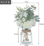 Faux Flowers with Vase,Artificial Silk Roses in Vase, Fake Plant Eucalyptus Flower Arrangement for Home Office Farmhouse Bathroom Dining Table Centerpiece Decorations Coffee Table Decor (White) : Home & Kitchen - Image 6