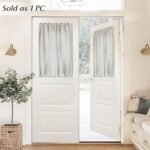 Door Curtains for Front Door Glass Window,Striped Sheer Linen 40 Inch Short Curtains for Small Windows,Farmhouse Ticking Stripe Print Privacy Curtains 25x40 in Length,Taupe : Home & Kitchen - Image 2