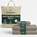Cloud Scape Linen 100% Egyptian Cotton Sheets King Size, 4 Pieces Breathable and Naturally Cooling Bedding Set, Long-Staple Cotton for Lasting Softness, Deep Pocket Fitted up to 16” King Sheet, Taupe : Home & Kitchen