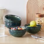 | vancasso Starry 24oz Bowls for Soup, Ceramic Deep Soup Bowls Set of 4, Green Cereal Bowls Set for Kitchen, Salad Bowls Set, Pasta Oatmeal Bowls, Lead-free, Dishwasher & Microwave Oven Safe Cereal Bowls - Image 7