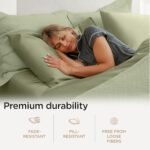 Threadmill American Supima King Size Sheets Set | 656 Thread Count 4 Piece Luxury Bed Sheets for King Size Mattress | 5 Star Hotel Quality Sheets with Elasticized Extra Deep Pocket | Sage Green Sheets : Home & Kitchen - Image 4
