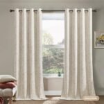 Beauoop Beige Floral Jacquard Blackout Curtains 84 Inches Long 2 Panels for Bedroom Living Room Flower Chenille Room Darkening Thermal Insulated Soundproof Grommet Window Treatments Drapes 52x84x2 : Home & Kitchen - Image 4