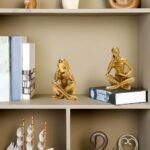 Antique Gold Reading Thinker Statue, Set of 2 Bookshelf Decor Abstract Art Thinker Sculptures, Modern Aesthetic Figurine Home Decoration Ornaments for Living Room Office Shelf Coffee Table Desk Decor : Home & Kitchen - Image 6