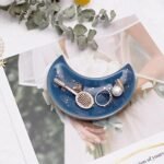 Soddeph Small Moon Ceramic Jewelry Tray, Decorative Trinket Dish, Ring Holder Plate, Modern Accent Tray for Bathroom, Nightstand, Entryway Table, Vanity (1, Blue) : Clothing, Shoes & Jewelry - Image 4