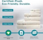 Fabdreams 100% Organic Cotton Bath Towel Set of 6 700 GSM Hotel Premium Plush Absorbent Soft Durable Skin-Friendly Spa Quality Bathroom Comfort with 2 Bath 2 Hand Towels and 2 Wash Cloths Ivory : Home & Kitchen - Image 3