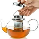 | Kitchen Kite Glass Teapot Set with 4 Double Wall Teacups & Removable Stainless Steel Infuser - Microwave Dishwasher Safe Clear Blooming Loose Leaf Teas, Tea Maker Gift Teapots - Image 7