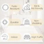 MATIIUI Beige Solid Area Rug 8x10 – Large Washable Soft Indoor Rugs for Living Room Bedroom, Modern Geometric Bohemian Pattern High-Low Pile Textured Carpet for House Apartment, Home Office Decor : Home & Kitchen - Image 3