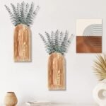 Dnnnii 2 Pack Wooden Wall Vase Set - Brown Finish Modern Farmhouse & Boho Wall Decor for Entryway, Hallway, Bathroom, Living Room, Dining Room, Narrow Spaces : Home & Kitchen - Image 3