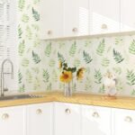 Fern Leaf Wallpaper Peel and Stick, Green/Beige Leaves Contact Paper, Vintage Botanical Minimal Wall Paper Self Adhesive Removable Waterproof for Bedroom Shelves Cabinet Drawer Table 17.5" x 118" - - Image 4