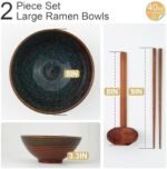 ArtifexCeram 8 Inch Ceramic Ramen Bowl Set of 2, 40oz Japanese Bowls with Spoons & Chopsticks,Durable,Microwave & Dishwasher Safe,Perfect for Ramen,Pho,Salad,Soup,Noodles，Mixing bowls（Verdigris Green） : Home & Kitchen - Image 2