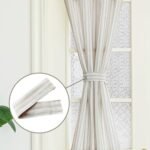 Door Curtains for Front Door Glass Window,Striped Sheer Linen 40 Inch Short Curtains for Small Windows,Farmhouse Ticking Stripe Print Privacy Curtains 25x40 in Length,Taupe : Home & Kitchen - Image 4