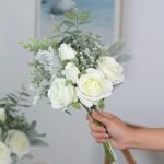 Faux Flowers with Vase,Artificial Silk Roses in Vase, Fake Plant Eucalyptus Flower Arrangement for Home Office Farmhouse Bathroom Dining Table Centerpiece Decorations Coffee Table Decor (White) : Home & Kitchen - Image 7