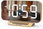 Peakeep Slim Digital Mirror Aesthetic Alarm Clock for Bedrooms Desk Decor - Plug in Electric Big LED Modern Small Clock for Office Living Room, Battery Backup, 6 Dimmers (Gold) : Home & Kitchen