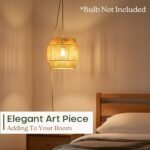 Chi An Home 11.8" Boho Jute Plug in Pendant Light, Handwoven Natural Hanging Lamp Plug in with Dimmable Light Switch, Wicker Hanging Light Fixture for Bedroom Living Room Kitchen (No Bulb Included) - - Image 8