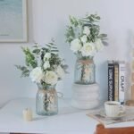 Faux Flowers with Vase,Artificial Silk Roses in Vase, Fake Plant Eucalyptus Flower Arrangement for Home Office Farmhouse Bathroom Dining Table Centerpiece Decorations Coffee Table Decor (White) : Home & Kitchen - Image 9