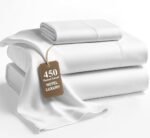 LANE LINEN Twin XL Sheet Sets – 450 Thread Count 100% Cotton Sheets, Cooling Sateen Weave, 15” Deep Pocket Fully Elasticized Fitted Sheet, Premium Dorm Room Bedding, White : Home & Kitchen