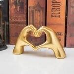 Small Heart Hands Sculpture Decor for Living Room Bedroom Bookshelf Coffe Table and Office Display, Love Finger Statue Modern Aesthetic Home Decor, Unique Gift for Wedding Christmas Birthday (Gold) : Home & Kitchen - Image 5