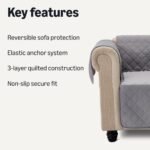 Amazon Basics Quilt Reversible Sofa Slipcover, one seat Sofa, Small, Gray/Light Gray : Home & Kitchen - Image 2