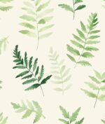 Fern Leaf Wallpaper Peel and Stick, Green/Beige Leaves Contact Paper, Vintage Botanical Minimal Wall Paper Self Adhesive Removable Waterproof for Bedroom Shelves Cabinet Drawer Table 17.5" x 118" -