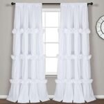 Homechoice Decor Thermal Insulated Blackout Window Curtains, 54" W x 84" L x 2 Panels, Boho Ruched Window Treatments with 3 Rows of Butterfly Flowers, Rustic Rod Pocket Drapes for Room, White (LQ-30) : Home & Kitchen