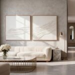 Artists' Handicraft, 3D Large Hand Painted Abstract Wall Art, Fabric Textured Artwork, Luxury Boho Modern Beige Wall Decor for Living Room Bedroom Hallway Office, Landscape, 30x30Inches x 2pcs: Posters & Prints - Image 6