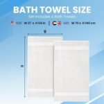 Infinitee Xclusives Luxury 100% Ring-Spun Cotton White Bath Towels Set of 4 (27x54 inches) – Soft, Absorbent & Quick-Drying Towels for Bathroom, Gym, Spa & Hotel Use (Brilliant White, Bath Towels) : Home & Kitchen - Image 3