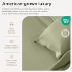 Threadmill American Supima King Size Sheets Set | 656 Thread Count 4 Piece Luxury Bed Sheets for King Size Mattress | 5 Star Hotel Quality Sheets with Elasticized Extra Deep Pocket | Sage Green Sheets : Home & Kitchen - Image 3