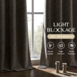 Beauoop Beige Floral Jacquard Blackout Curtains 84 Inches Long 2 Panels for Bedroom Living Room Flower Chenille Room Darkening Thermal Insulated Soundproof Grommet Window Treatments Drapes 52x84x2 : Home & Kitchen - Image 3