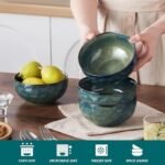 | vancasso Starry 24oz Bowls for Soup, Ceramic Deep Soup Bowls Set of 4, Green Cereal Bowls Set for Kitchen, Salad Bowls Set, Pasta Oatmeal Bowls, Lead-free, Dishwasher & Microwave Oven Safe Cereal Bowls - Image 4