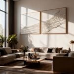 Artists' Handicraft, 3D Large Hand Painted Abstract Wall Art, Fabric Textured Artwork, Luxury Boho Modern Beige Wall Decor for Living Room Bedroom Hallway Office, Landscape, 30x30Inches x 2pcs: Posters & Prints