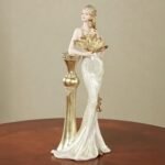 Touch of Class Fanning Grace Decorative Lady Figurine | 13.5" H | Handpainted Resin Woman in Ivory Gown with Golden Glitter and Fan | Elegant Home Decor Accent : Home & Kitchen - Image 2