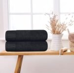 GLAMBURG 100% Cotton 2 Pack Oversized Bath Towel Set 28x55 Inches, Ultra Soft Highly Absorbant Compact Quickdry & Lightweight Large Bath Towels, Ideal for Gym Travel Camp Pool - Black : Health & Household - Image 3