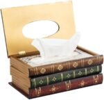 Crafted Classical Retro Wooden Antique Book Tissue Box Cover Rectangular Tissue Holder Dispenser Paper Cover Case Napkin Holder Home Decor for Bathroom Living Room Office car Kitchen : Home & Kitchen - Image 3
