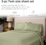 Threadmill 100% Cotton Sheets for Twin Size Bed - 600 Thread Count Twin Bed Sheets Set with 15” Deep Pocket - Sateen Weave 3-Piece Bedding Set with Cooling Effect, Sage Green : Industrial & Scientific - Image 2
