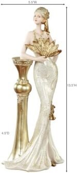 Touch of Class Fanning Grace Decorative Lady Figurine | 13.5" H | Handpainted Resin Woman in Ivory Gown with Golden Glitter and Fan | Elegant Home Decor Accent : Home & Kitchen - Image 3
